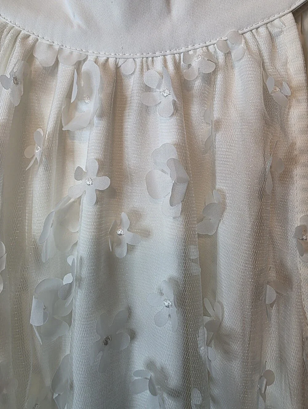 Vimpunec White 3D Floral Halter Swing Dress Size Medium Bridal Bachelorette Boho